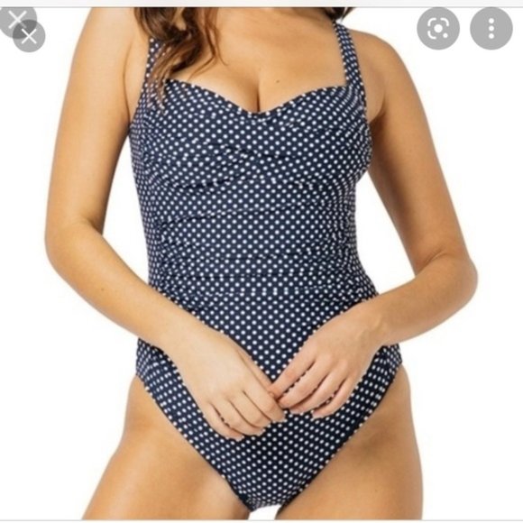 Nip Tuck Other - Nip Tuck Blue with White Polka Dots One Piece Swimsuit